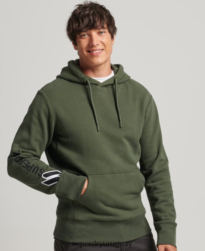 uy Superdry hombres sudadera con aplique caqui DT2N8Z654 ropa