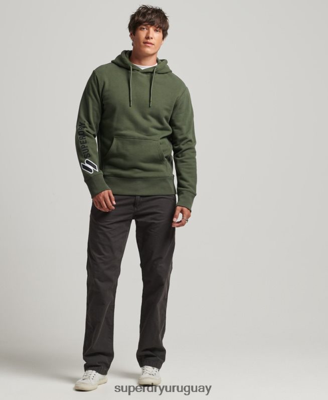 uy Superdry hombres sudadera con aplique caqui DT2N8Z654 ropa
