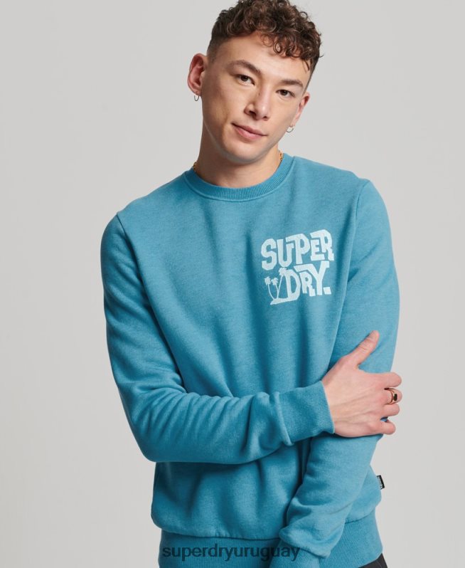 uy Superdry hombres sudadera con capucha azul DT2N8Z589 ropa
