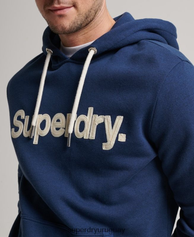 uy Superdry hombres sudadera con capucha clásica con logo vintage azul DT2N8Z629 ropa