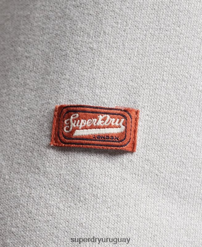 uy Superdry hombres sudadera con capucha clásica con logo vintage gris DT2N8Z531 ropa