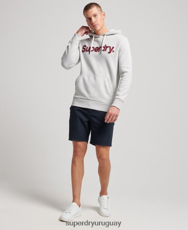 uy Superdry hombres sudadera con capucha clásica con logo vintage gris DT2N8Z531 ropa