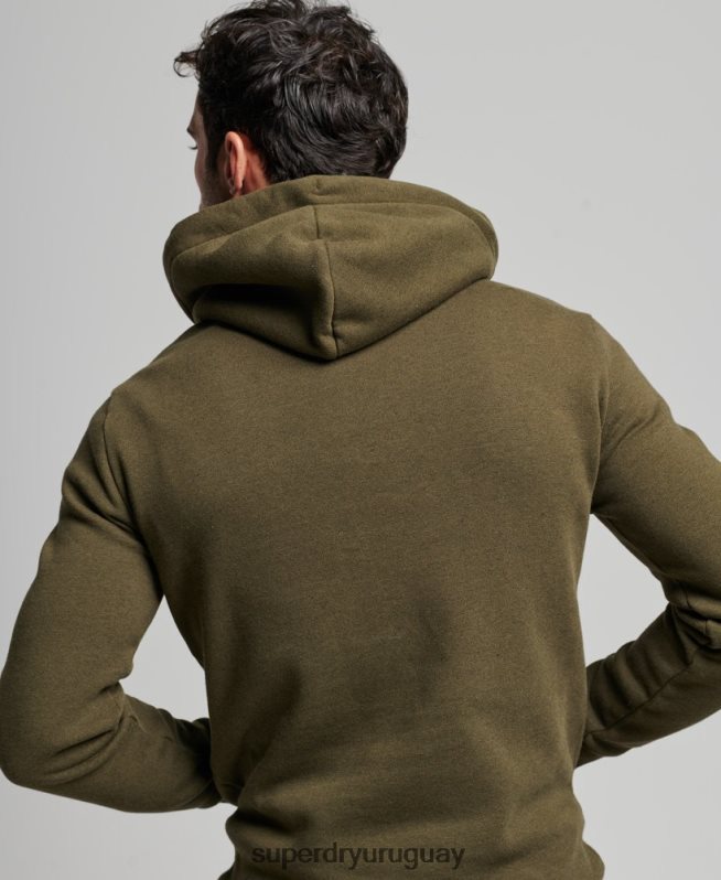 uy Superdry hombres sudadera con capucha clásica con logo vintage verde DT2N8Z659 ropa