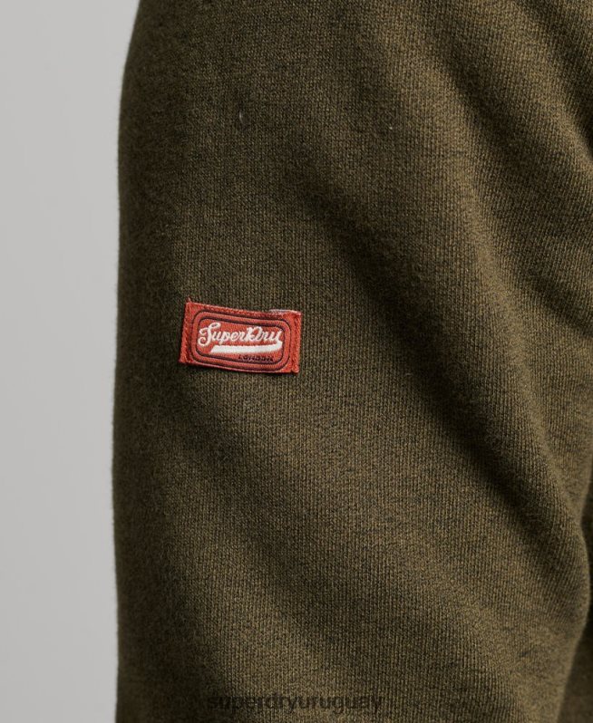 uy Superdry hombres sudadera con capucha clásica con logo vintage verde DT2N8Z659 ropa