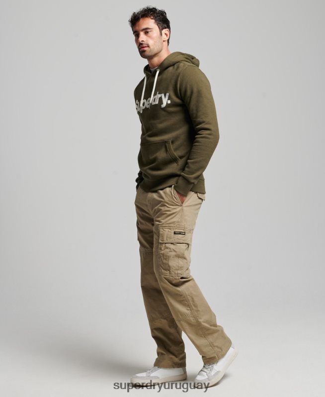 uy Superdry hombres sudadera con capucha clásica con logo vintage verde DT2N8Z659 ropa
