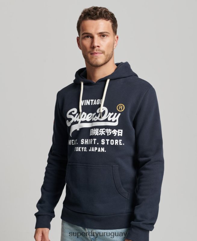 uy Superdry hombres sudadera con capucha clásica de la tienda del logo vintage Armada DT2N8Z584 ropa