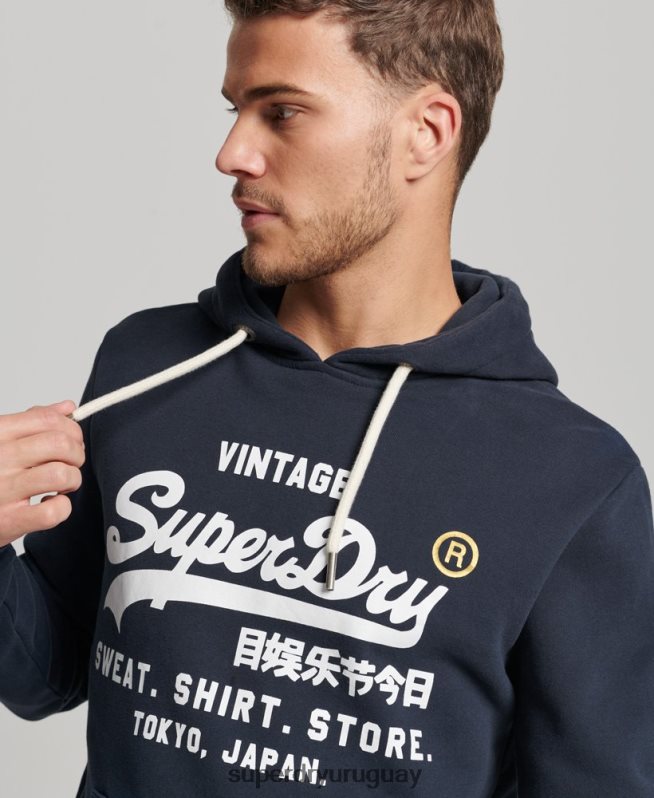 uy Superdry hombres sudadera con capucha clásica de la tienda del logo vintage Armada DT2N8Z584 ropa