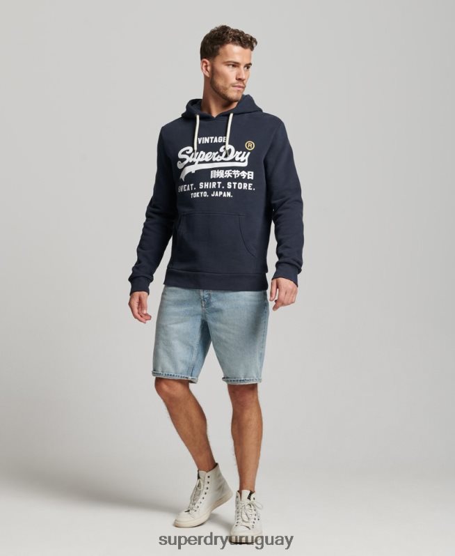 uy Superdry hombres sudadera con capucha clásica de la tienda del logo vintage Armada DT2N8Z584 ropa