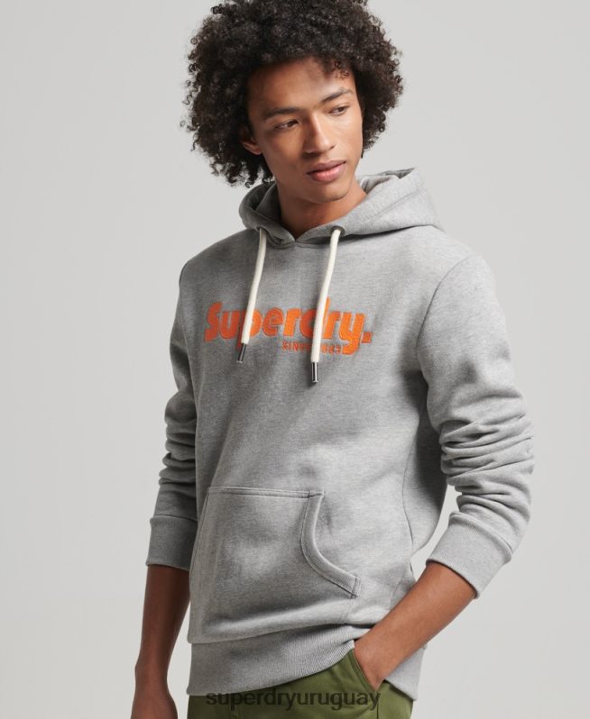 uy Superdry hombres sudadera con capucha clásica vintage gris claro DT2N8Z607 ropa