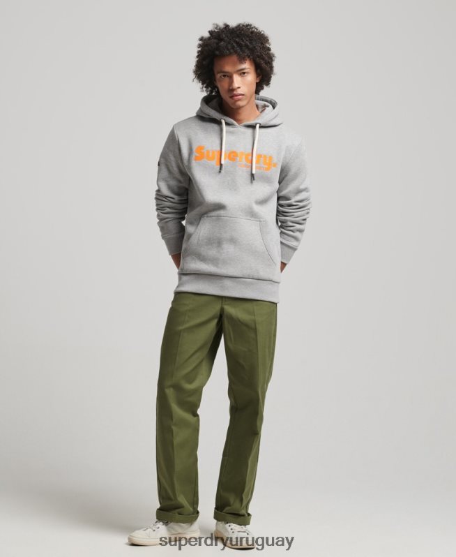 uy Superdry hombres sudadera con capucha clásica vintage gris claro DT2N8Z607 ropa