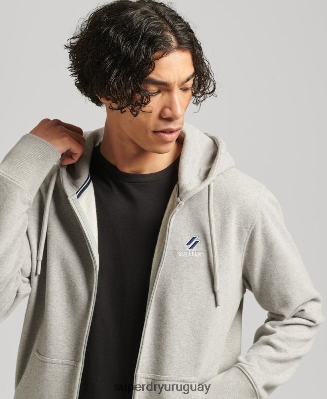 uy Superdry hombres sudadera con capucha code essential gris DT2N8Z5205 ropa