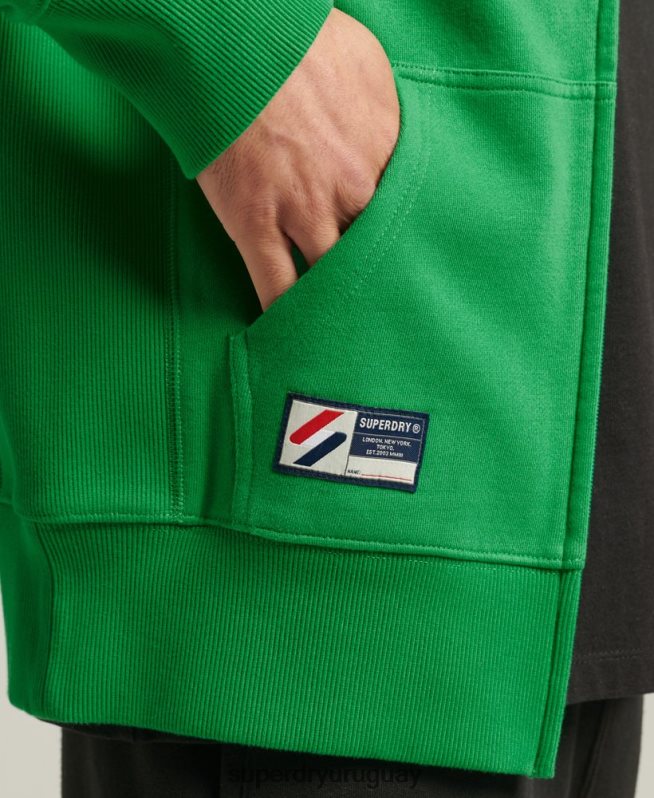 uy Superdry hombres sudadera con capucha code essential verde DT2N8Z5128 ropa