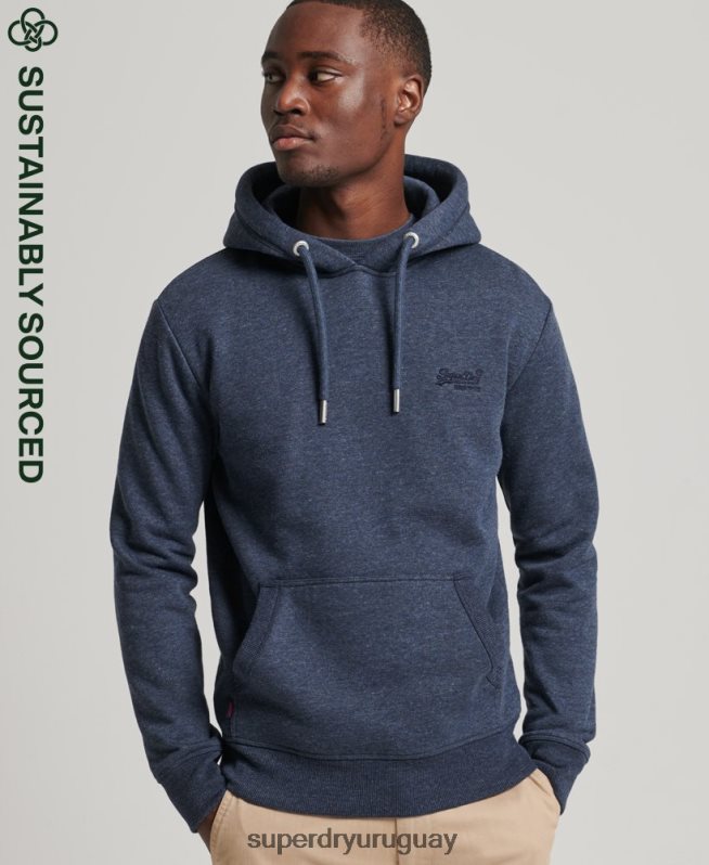 uy Superdry hombres sudadera con capucha de algodón orgánico con logo vintage bordado Armada DT2N8Z713 ropa