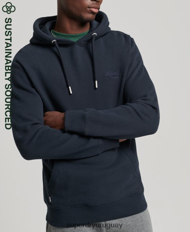 uy Superdry hombres sudadera con capucha de algodón orgánico con logo vintage bordado Armada DT2N8Z721 ropa