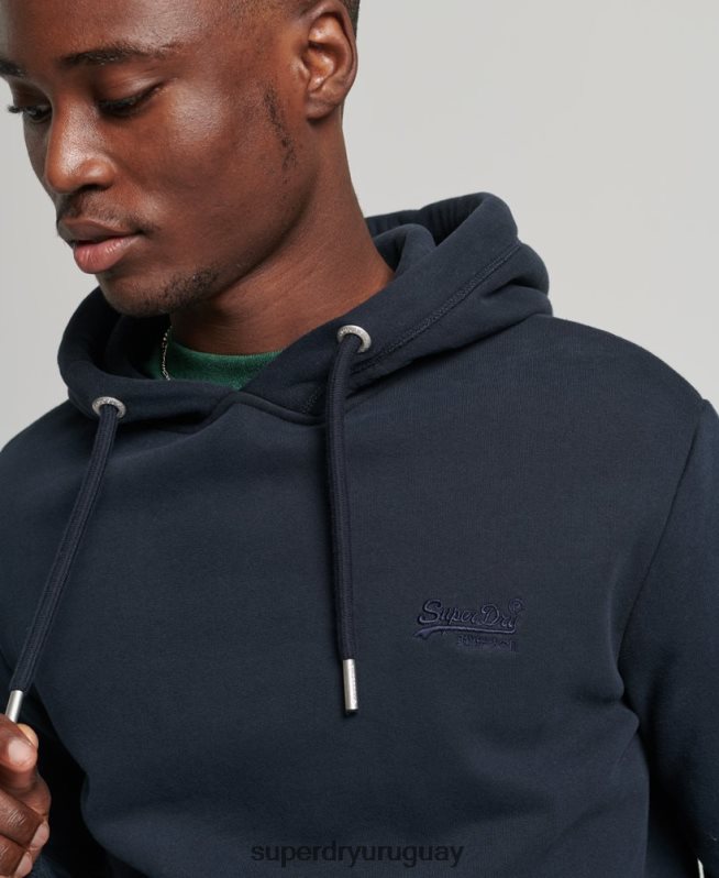 uy Superdry hombres sudadera con capucha de algodón orgánico con logo vintage bordado Armada DT2N8Z721 ropa