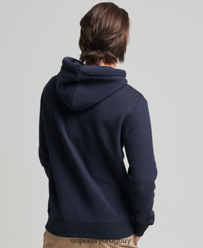 uy Superdry hombres sudadera con capucha de algodón orgánico con logo vintage bordado Armada DT2N8Z856 ropa