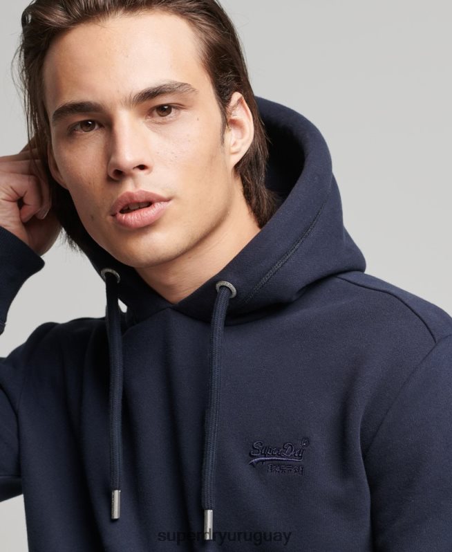 uy Superdry hombres sudadera con capucha de algodón orgánico con logo vintage bordado Armada DT2N8Z856 ropa
