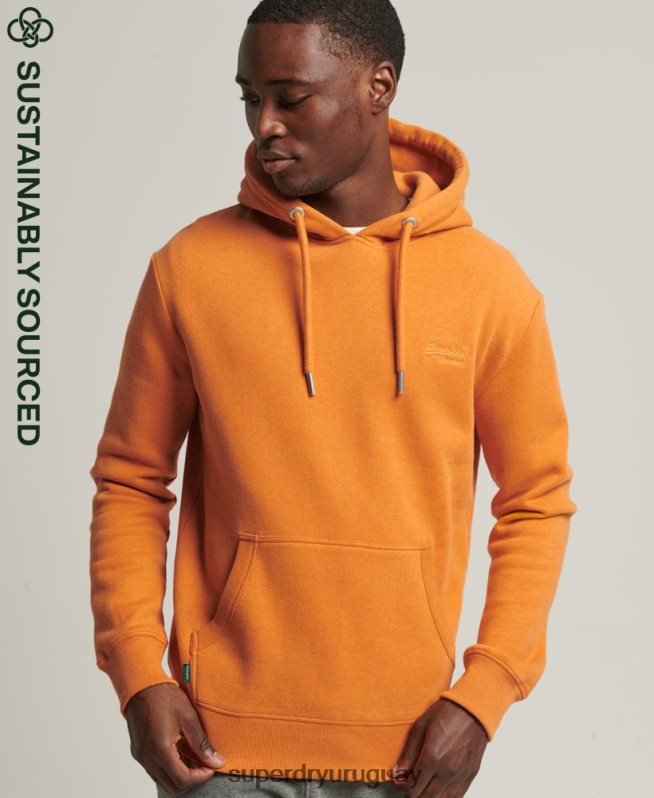 uy Superdry hombres sudadera con capucha de algodón orgánico con logo vintage bordado amarillo DT2N8Z744 ropa