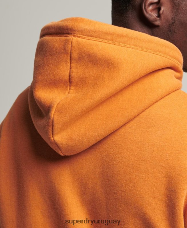 uy Superdry hombres sudadera con capucha de algodón orgánico con logo vintage bordado amarillo DT2N8Z744 ropa