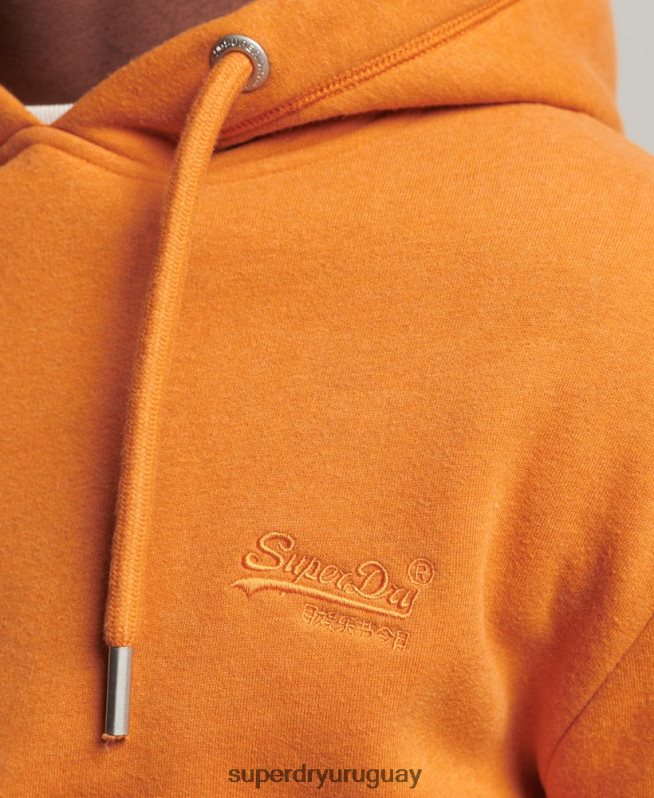 uy Superdry hombres sudadera con capucha de algodón orgánico con logo vintage bordado amarillo DT2N8Z744 ropa