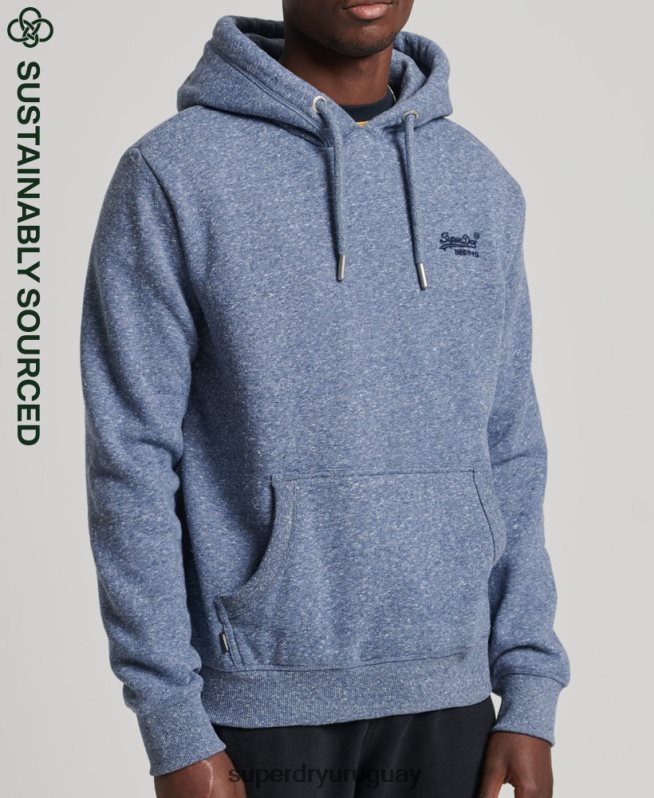 uy Superdry hombres sudadera con capucha de algodón orgánico con logo vintage bordado azul DT2N8Z5106 ropa