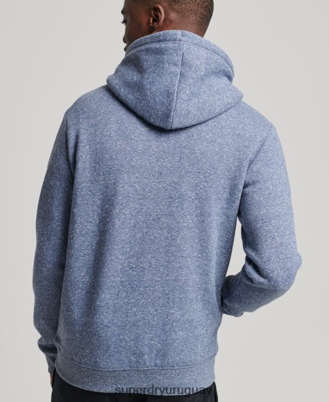 uy Superdry hombres sudadera con capucha de algodón orgánico con logo vintage bordado azul DT2N8Z5106 ropa