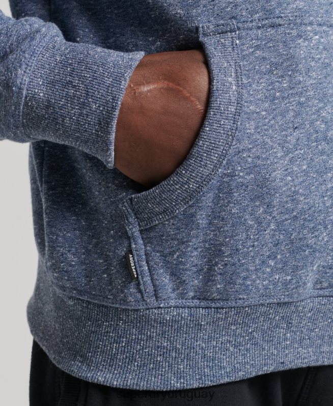 uy Superdry hombres sudadera con capucha de algodón orgánico con logo vintage bordado azul DT2N8Z5106 ropa