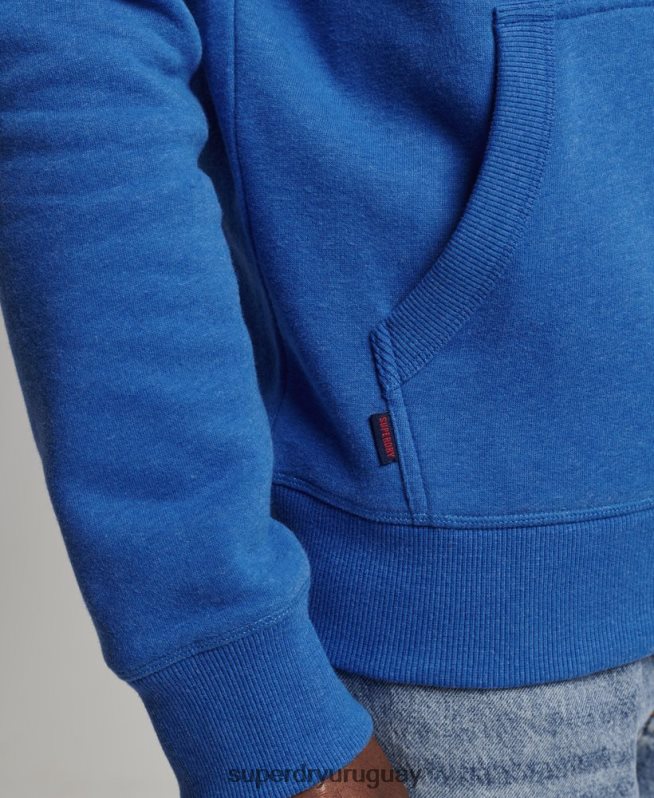 uy Superdry hombres sudadera con capucha de algodón orgánico con logo vintage bordado azul DT2N8Z5152 ropa