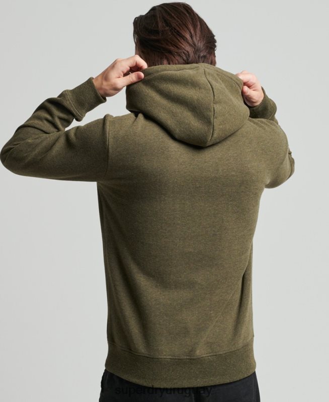 uy Superdry hombres sudadera con capucha de algodón orgánico con logo vintage bordado caqui DT2N8Z809 ropa