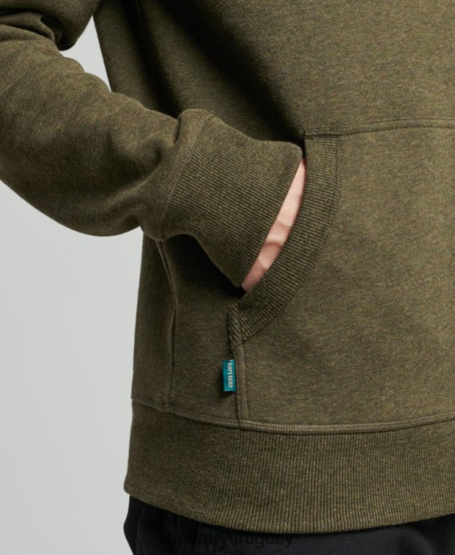uy Superdry hombres sudadera con capucha de algodón orgánico con logo vintage bordado caqui DT2N8Z809 ropa