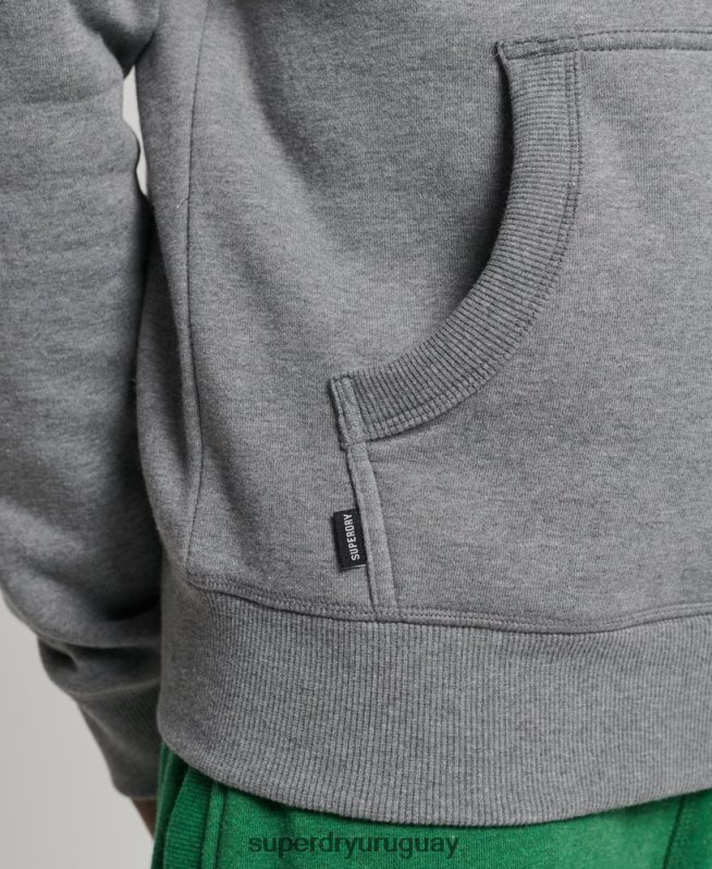uy Superdry hombres sudadera con capucha de algodón orgánico con logo vintage bordado gris DT2N8Z5104 ropa