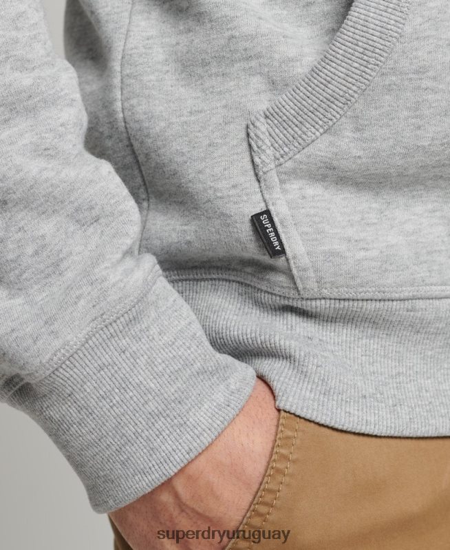 uy Superdry hombres sudadera con capucha de algodón orgánico con logo vintage bordado gris DT2N8Z645 ropa