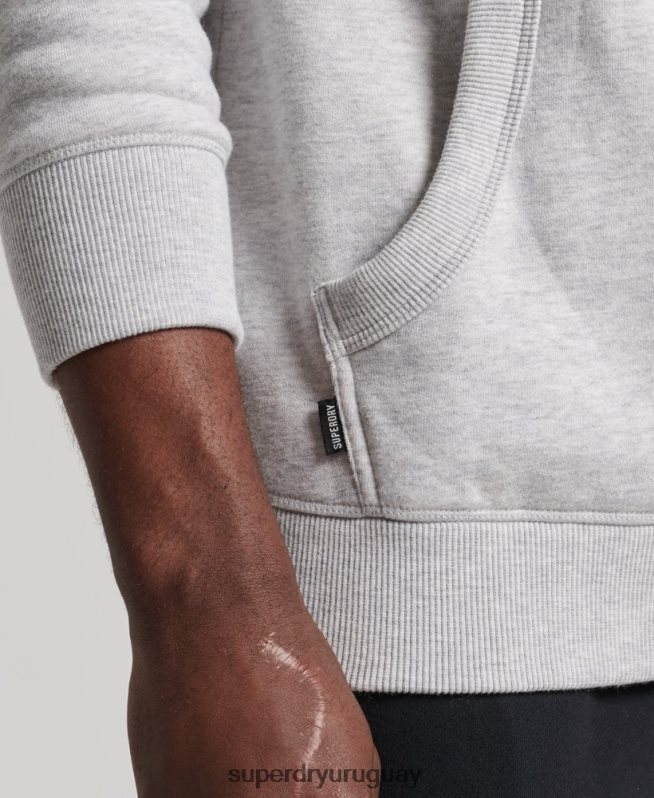 uy Superdry hombres sudadera con capucha de algodón orgánico con logo vintage bordado gris claro DT2N8Z722 ropa