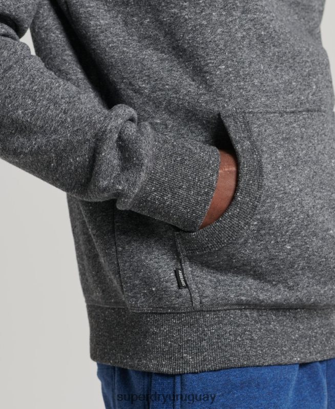 uy Superdry hombres sudadera con capucha de algodón orgánico con logo vintage bordado gris oscuro DT2N8Z5069 ropa
