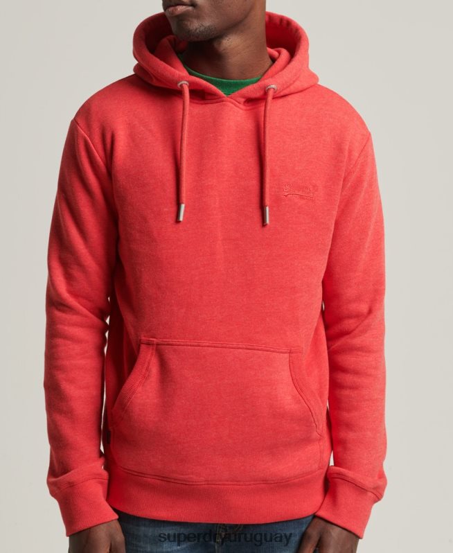 uy Superdry hombres sudadera con capucha de algodón orgánico con logo vintage bordado rojo DT2N8Z5070 ropa