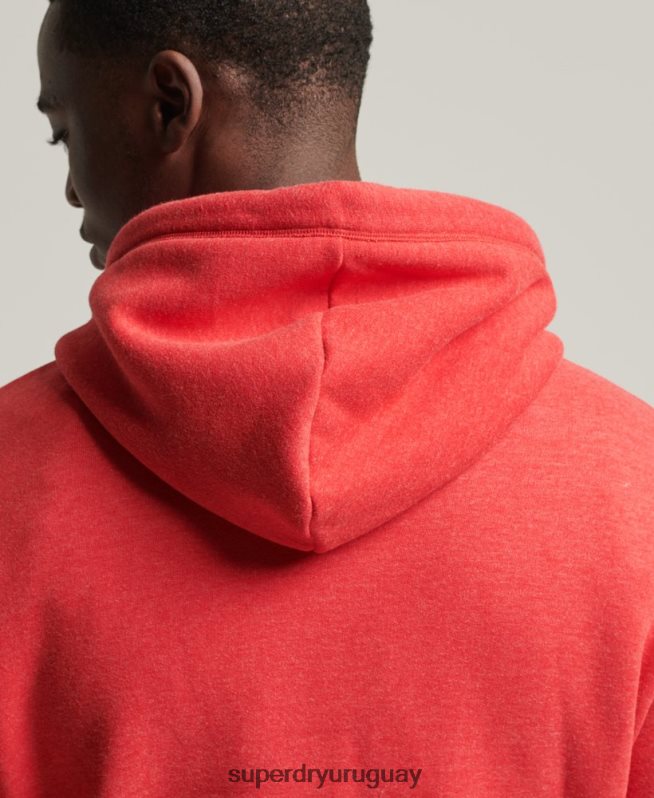 uy Superdry hombres sudadera con capucha de algodón orgánico con logo vintage bordado rojo DT2N8Z5070 ropa