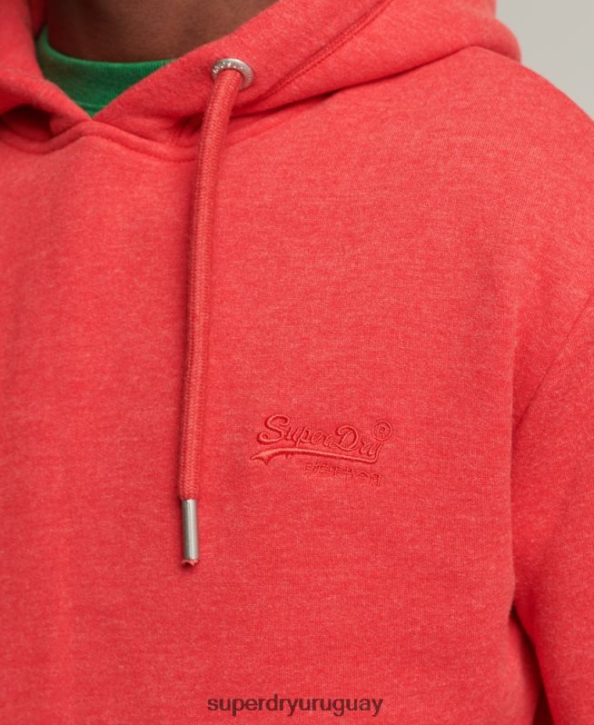 uy Superdry hombres sudadera con capucha de algodón orgánico con logo vintage bordado rojo DT2N8Z5070 ropa