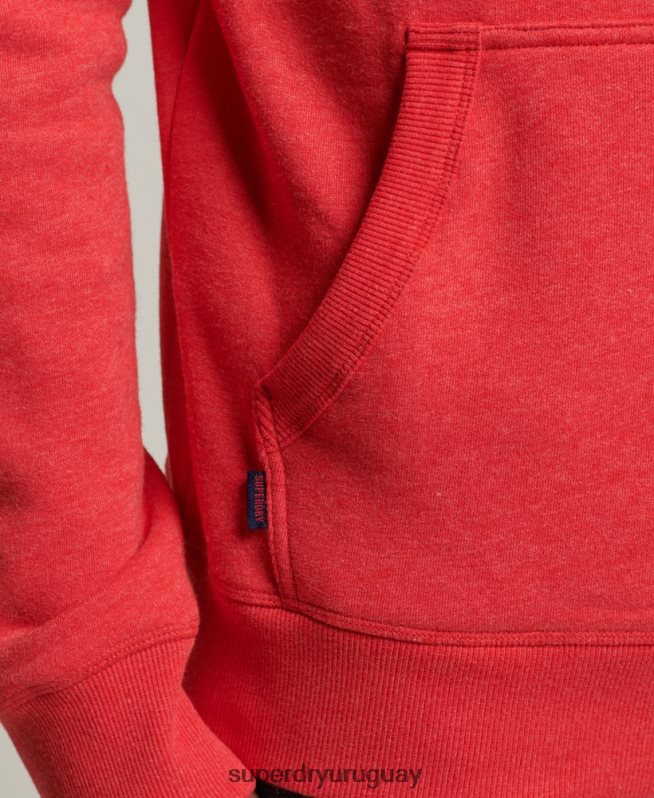 uy Superdry hombres sudadera con capucha de algodón orgánico con logo vintage bordado rojo DT2N8Z5070 ropa