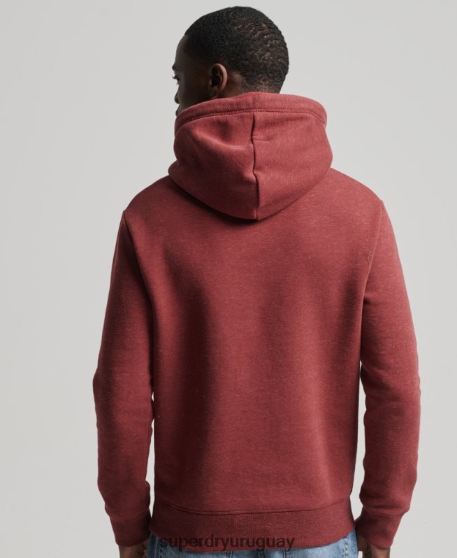 uy Superdry hombres sudadera con capucha de algodón orgánico con logo vintage bordado rojo DT2N8Z743 ropa