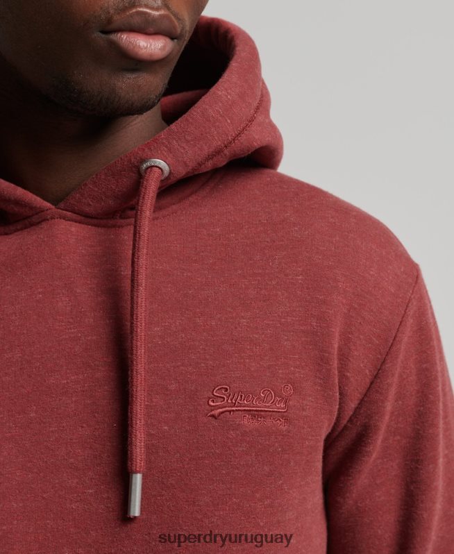uy Superdry hombres sudadera con capucha de algodón orgánico con logo vintage bordado rojo DT2N8Z743 ropa