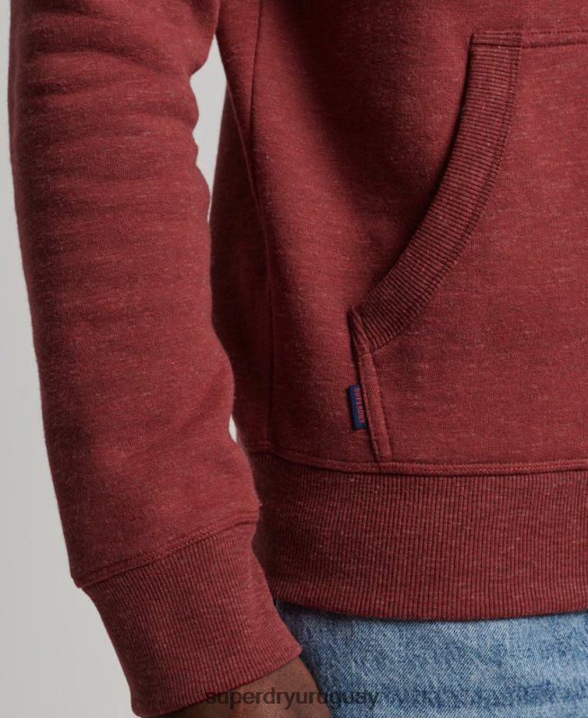 uy Superdry hombres sudadera con capucha de algodón orgánico con logo vintage bordado rojo DT2N8Z743 ropa