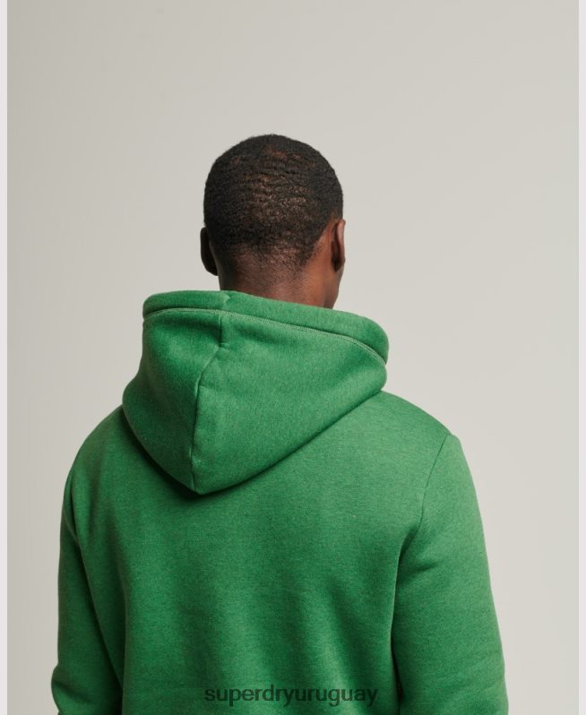 uy Superdry hombres sudadera con capucha de algodón orgánico con logo vintage bordado verde DT2N8Z5192 ropa