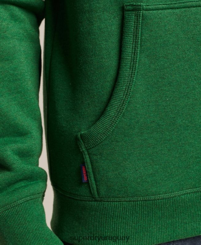 uy Superdry hombres sudadera con capucha de algodón orgánico con logo vintage bordado verde DT2N8Z5192 ropa