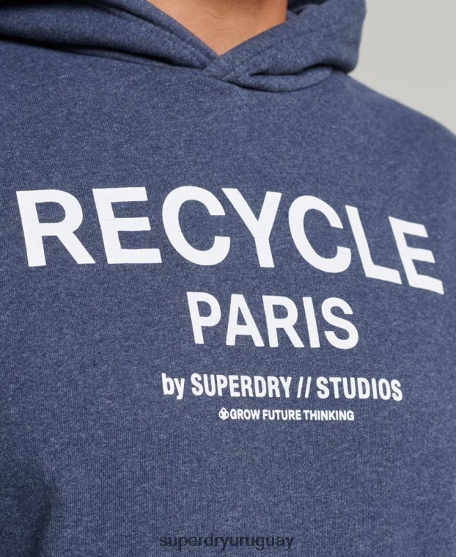 uy Superdry hombres sudadera con capucha de ciudad reciclada azul DT2N8Z665 ropa