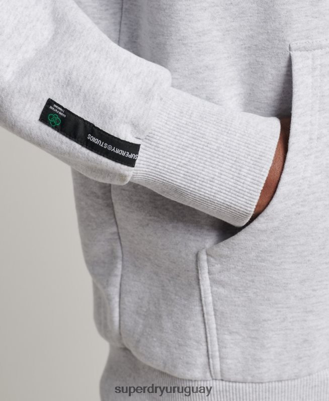 uy Superdry hombres sudadera con capucha de ciudad reciclada gris claro DT2N8Z793 ropa