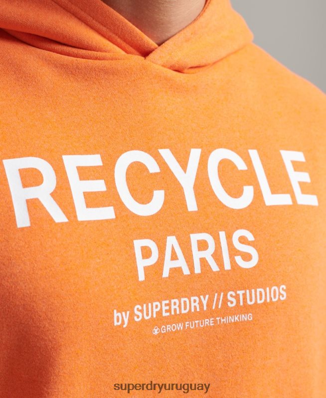 uy Superdry hombres sudadera con capucha de ciudad reciclada naranja DT2N8Z747 ropa