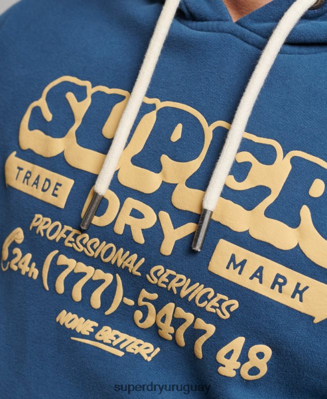uy Superdry hombres sudadera con capucha de escritor de letreros azul DT2N8Z5107 ropa