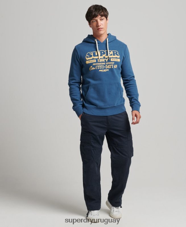uy Superdry hombres sudadera con capucha de escritor de letreros azul DT2N8Z5107 ropa