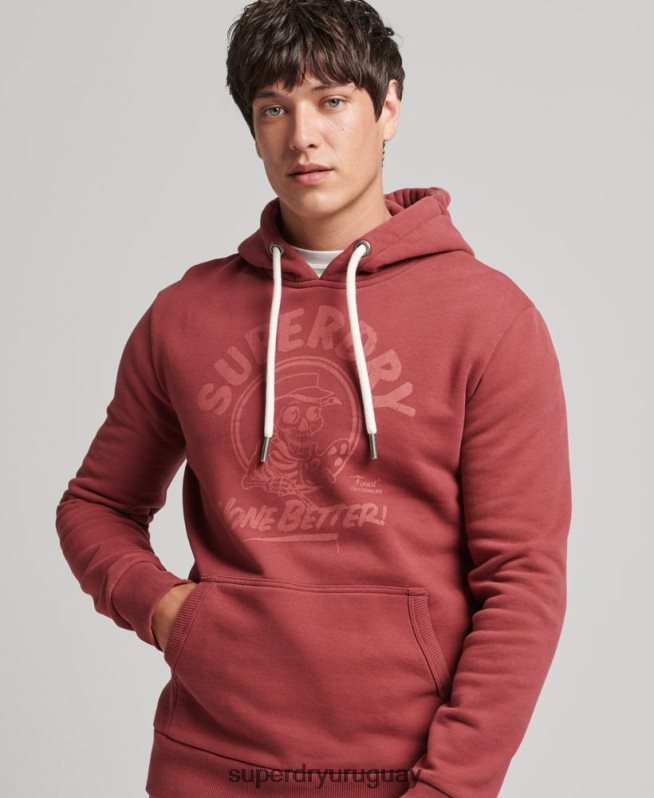 uy Superdry hombres sudadera con capucha de escritor de letreros rojo DT2N8Z5137 ropa