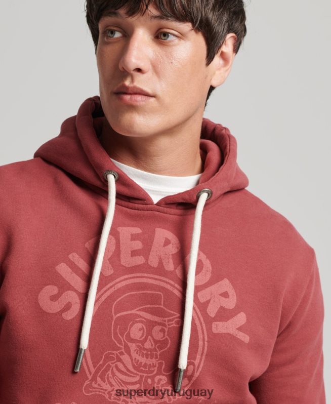 uy Superdry hombres sudadera con capucha de escritor de letreros rojo DT2N8Z5137 ropa